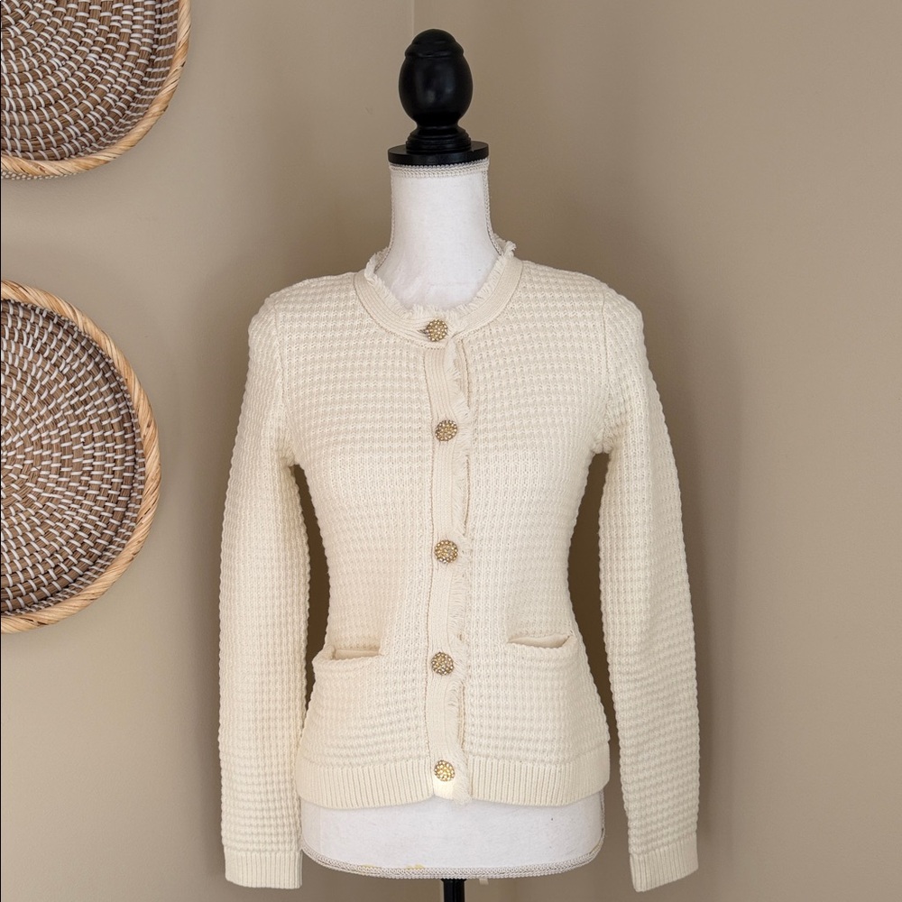 Express Cream Textured Women's Cardigan - Picture 3 of 9